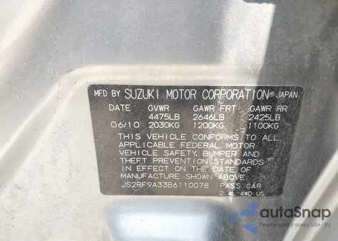 2011 Suzuki Kizashi Se from USA, damaged, VIN JS2RF9A33B6110078